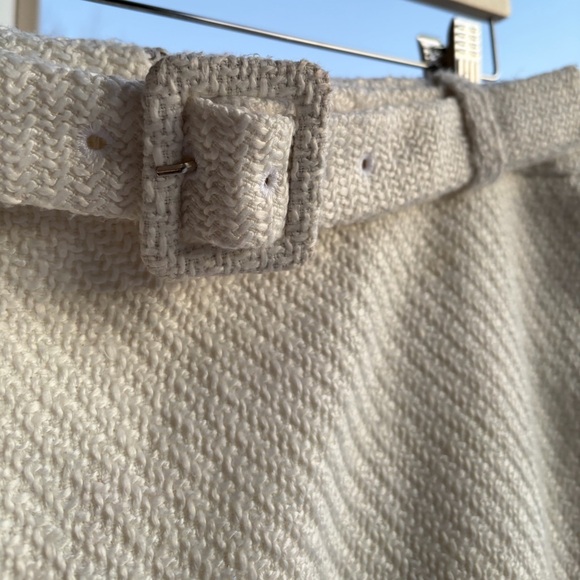 🆕 DKNY Ivory Tweed Pencil Skirt with Belt Textured Lined Career Skirt Size 18 - Picture 12 of 16